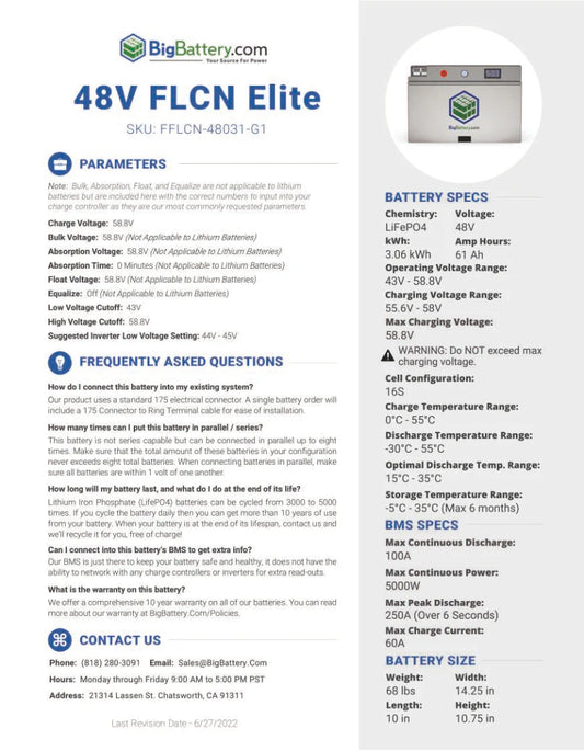 Complete Off-Grid Kit for Small House (6.12kWH) 120/240V Output / 48V Battery Bank + 5 x 470W Solar panels