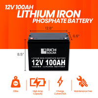 24V 100Ah LiFePO4 Lithium Iron Phosphate Battery