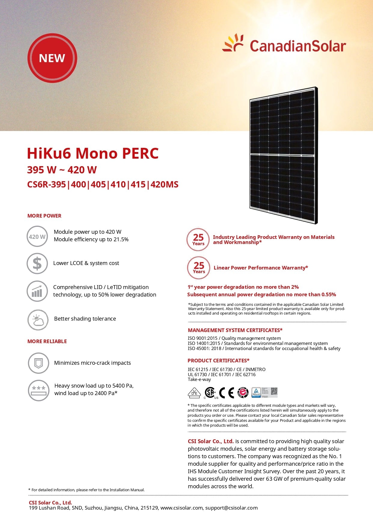 Canadian Solar -30x Panels - 400W - 12kW Per Panel - 108-Cell | Mono Crystalline