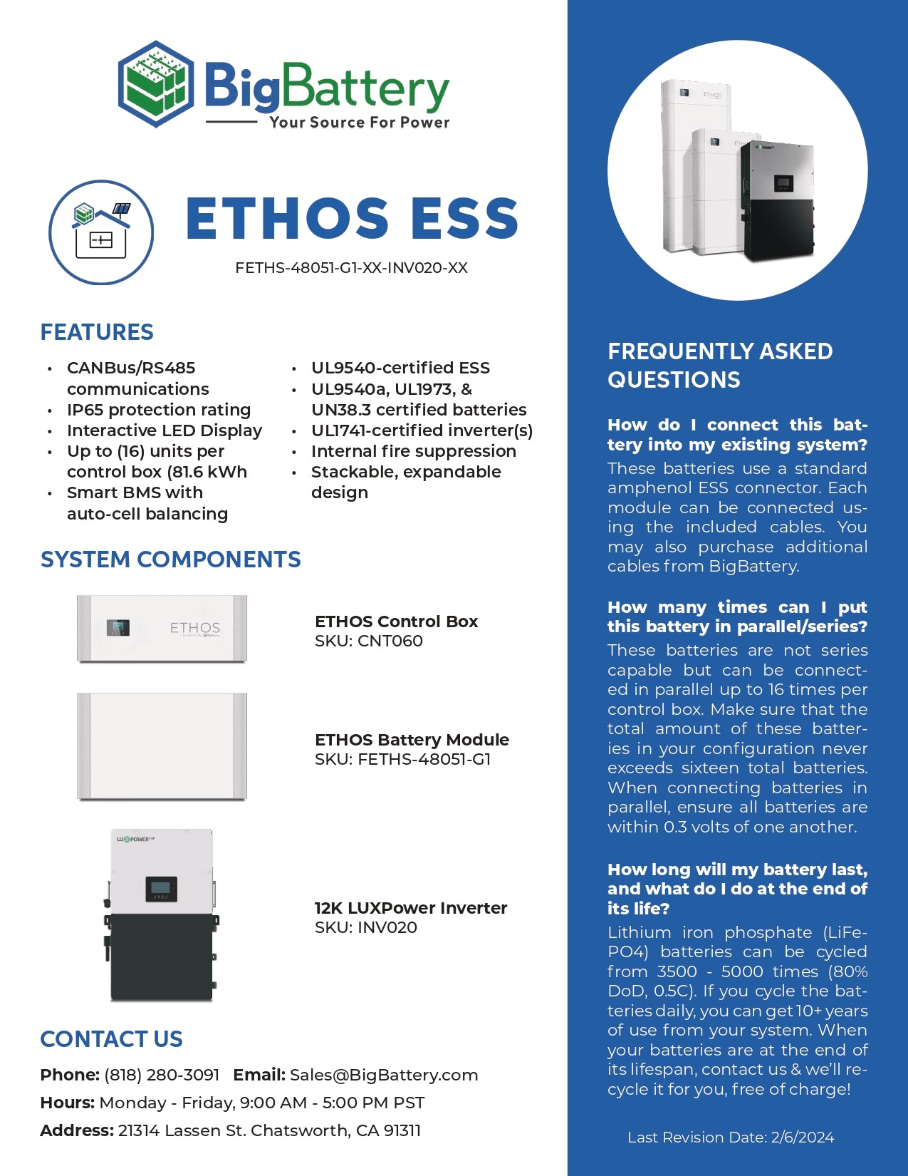 6kW 10.2kWh ETHOS Off-Grid Power System