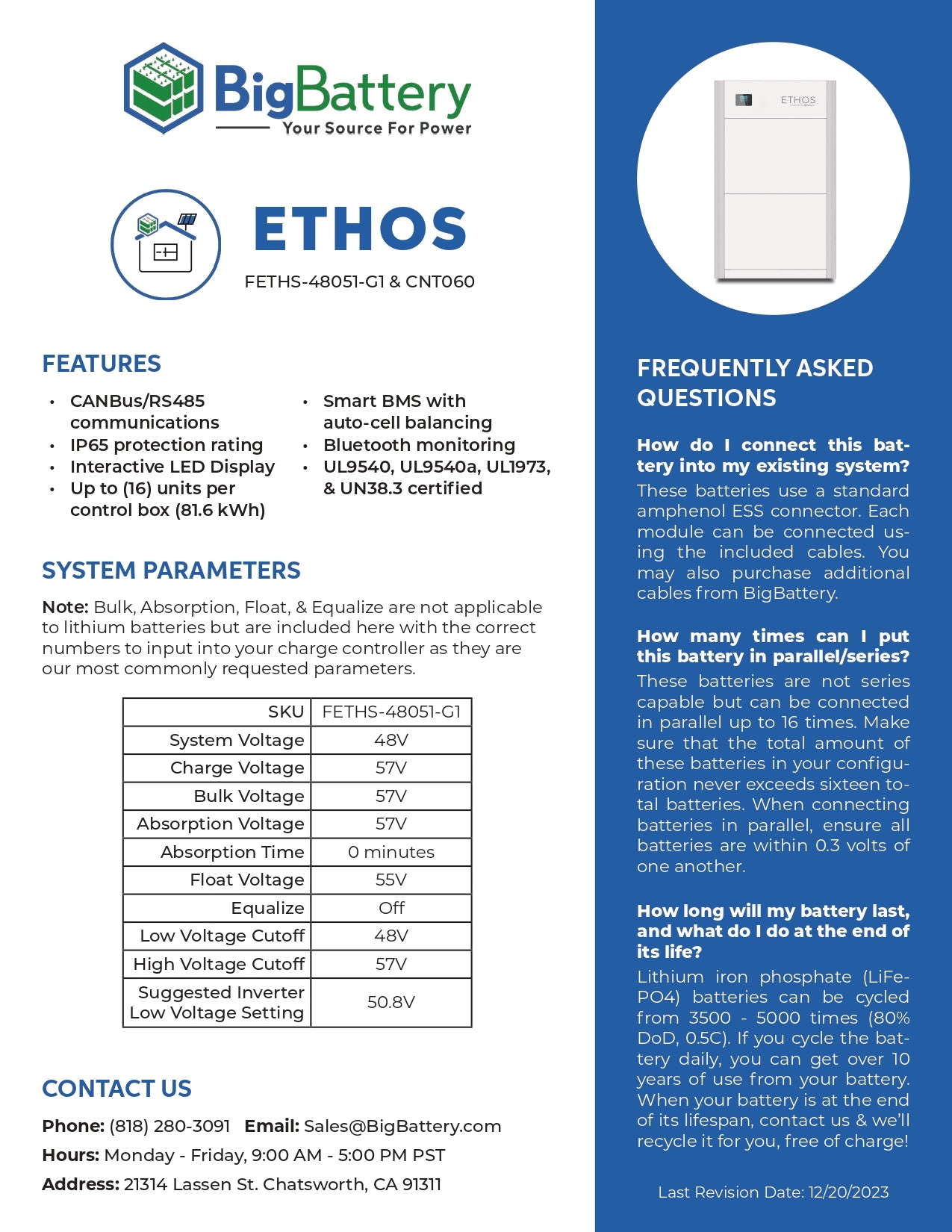 6kW 15.3kWh ETHOS Off-Grid Power System