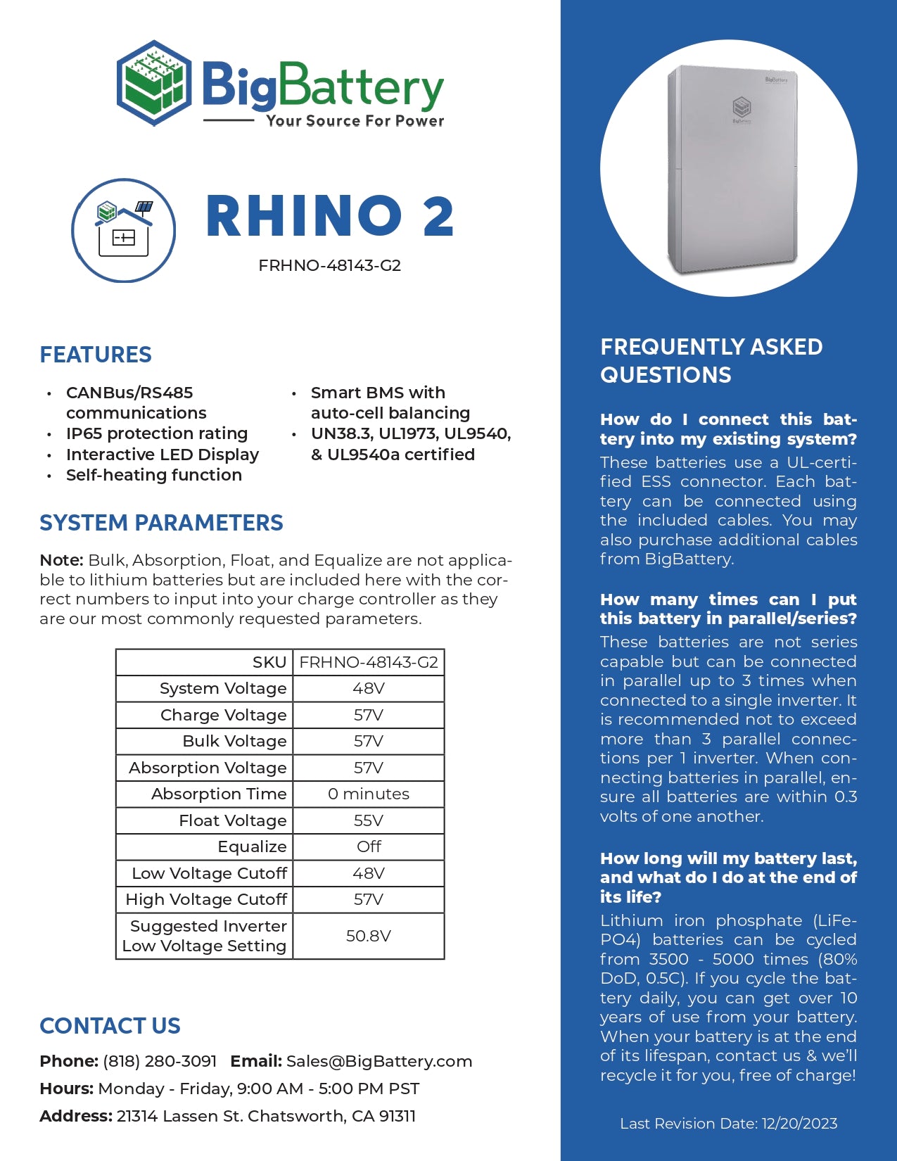 24kW 43kWh Rhino 2 Energy Storage System (ESS)