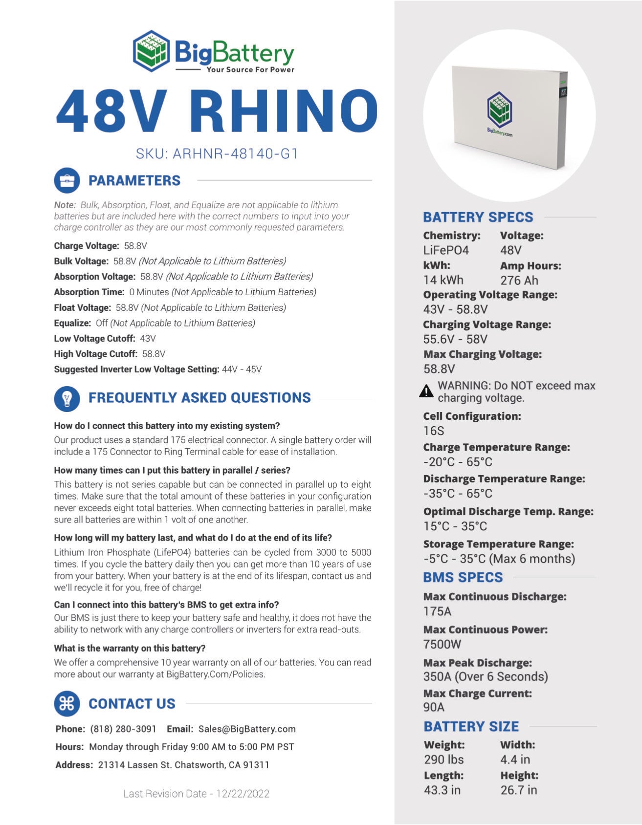 48V 2X RHINO KIT – LiFePO4 – 552Ah – 28kWh