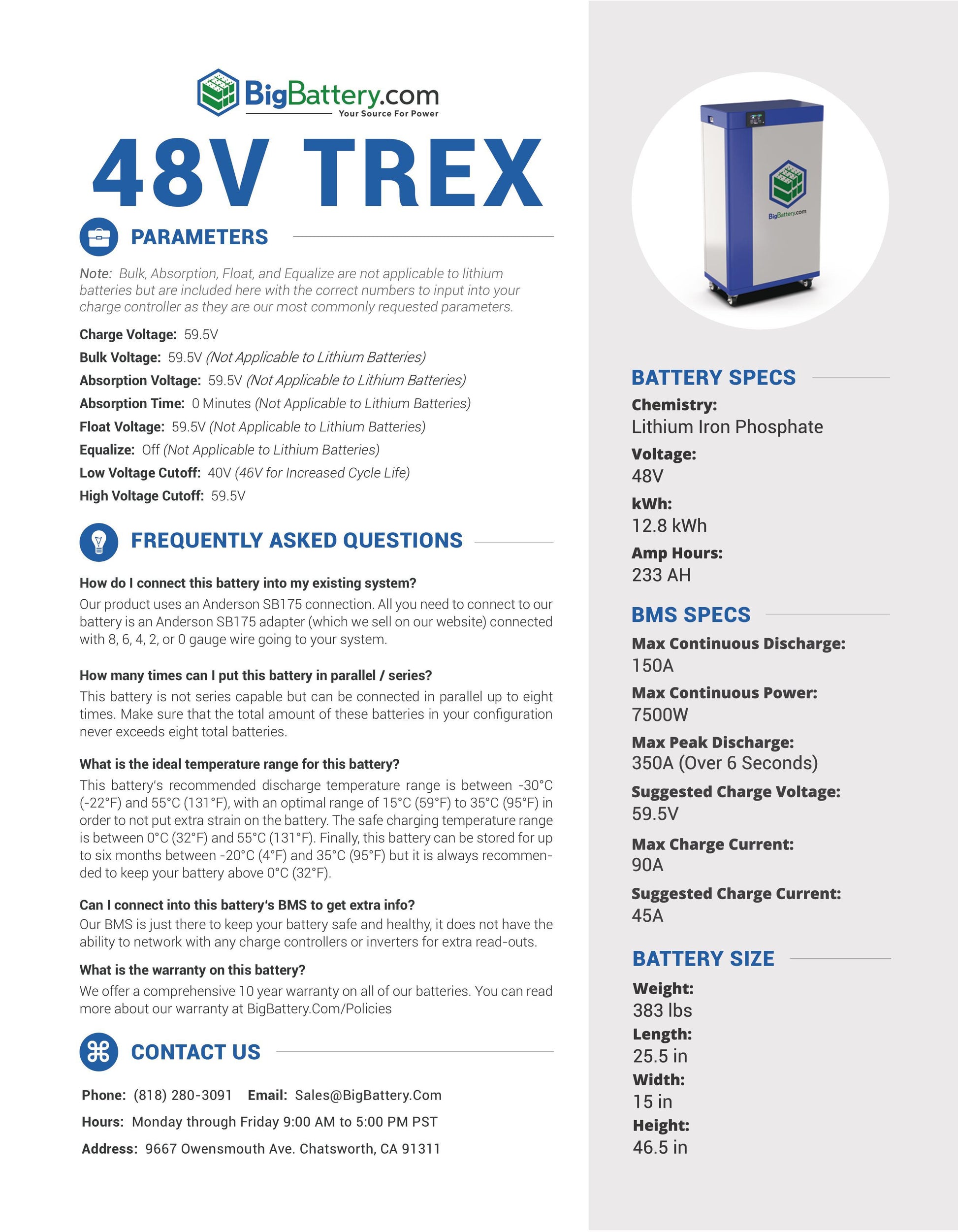 48V TREX｜233Ah｜12.8kWh｜LIFEPO4 Power Block｜Lithium Battery Pack｜Currently On Backorder!