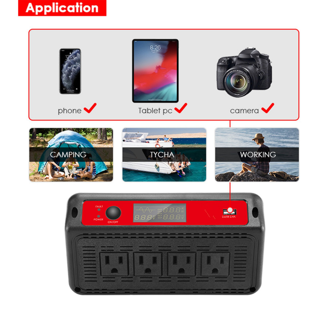 ACOPOWER 1500W Power Inverter 12VDC to 120VAC |  3-8 Week Ship Time