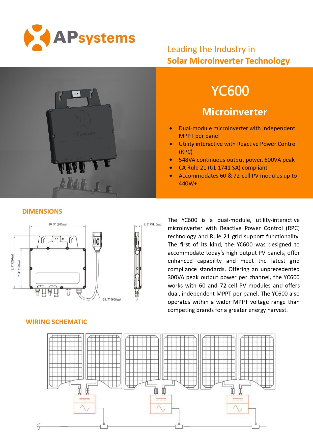 APsystems - YC600-NA-CA  | Currently On Backorder