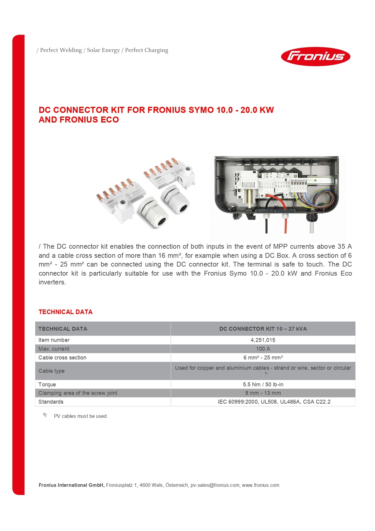 Fronius | Busbar DC+｜2-4 Weeks Ship Time