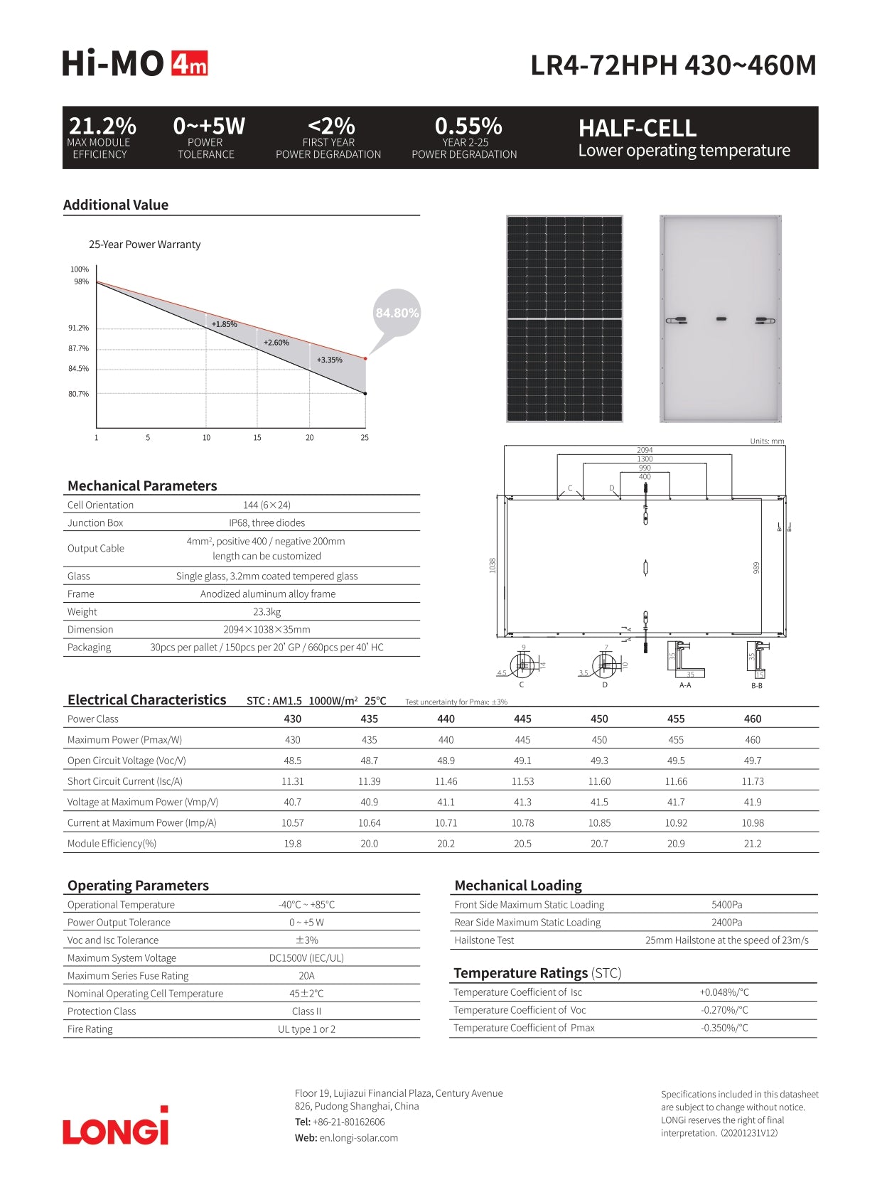 Longi - LR4-72HPH-455M - Monofacial  | Currently On Backorder