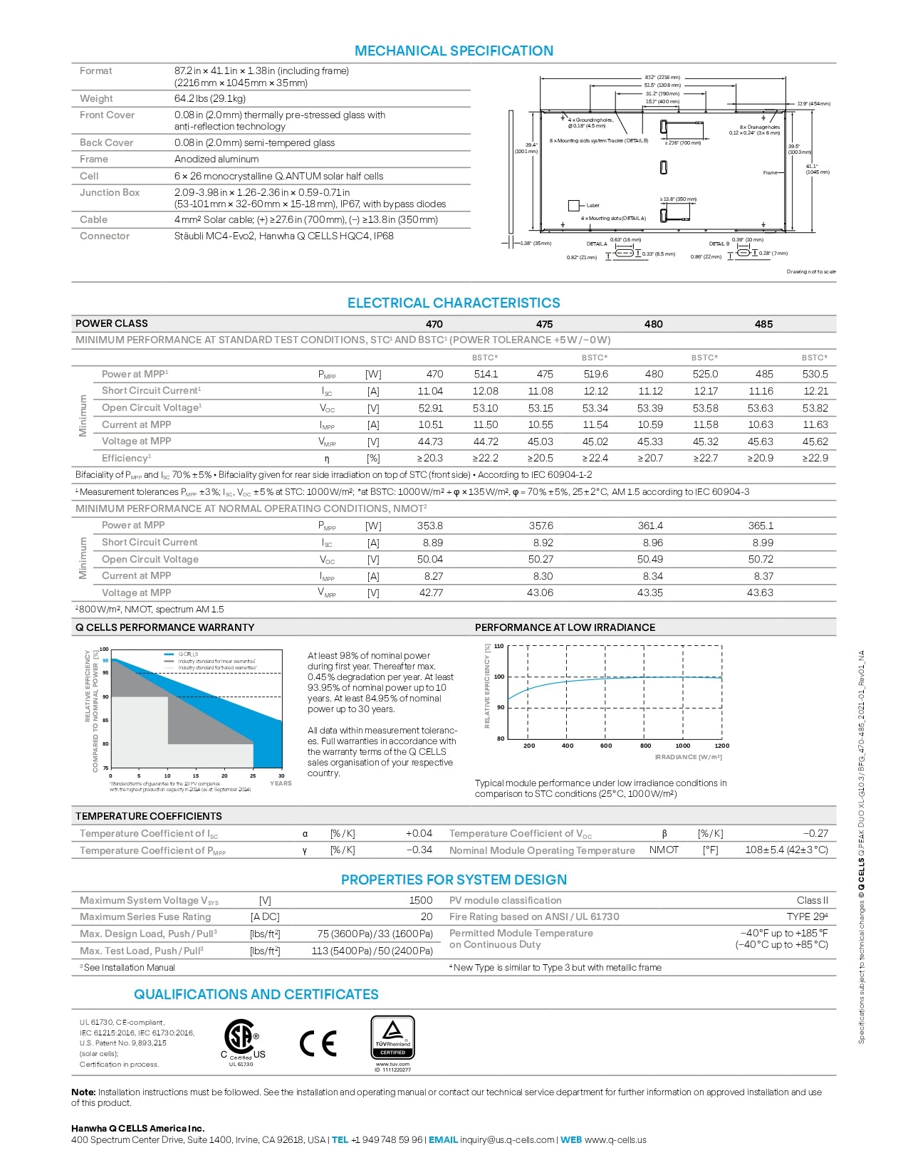 Q Cells - 12x Panels - Q.PEAK DUO XL-G10 470W - 78cell - Bifacial｜2-4 Weeks Ship Time