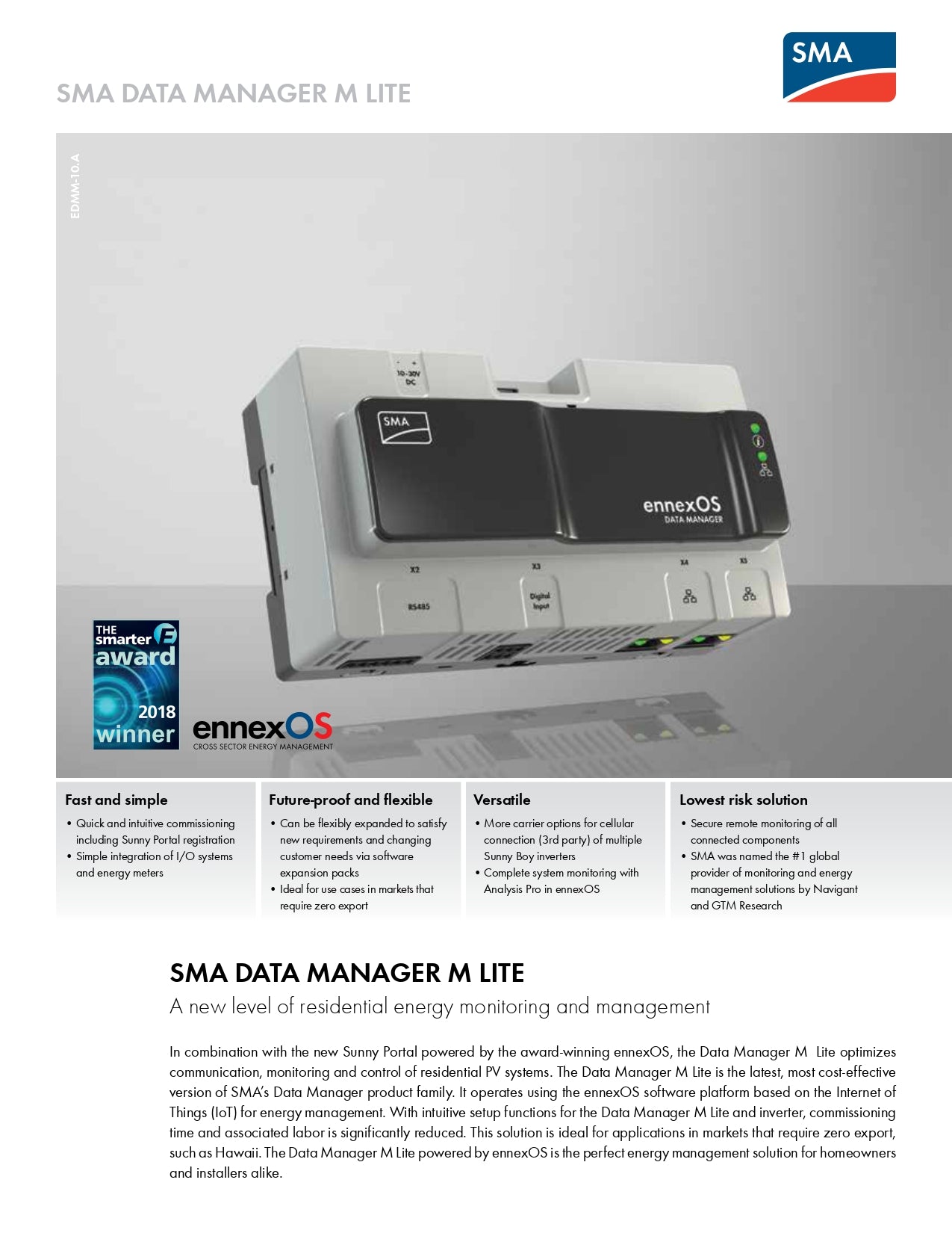 SMA | Data Manager M Lite, Speedwire/Ethernet｜2-4 Weeks Ship Time