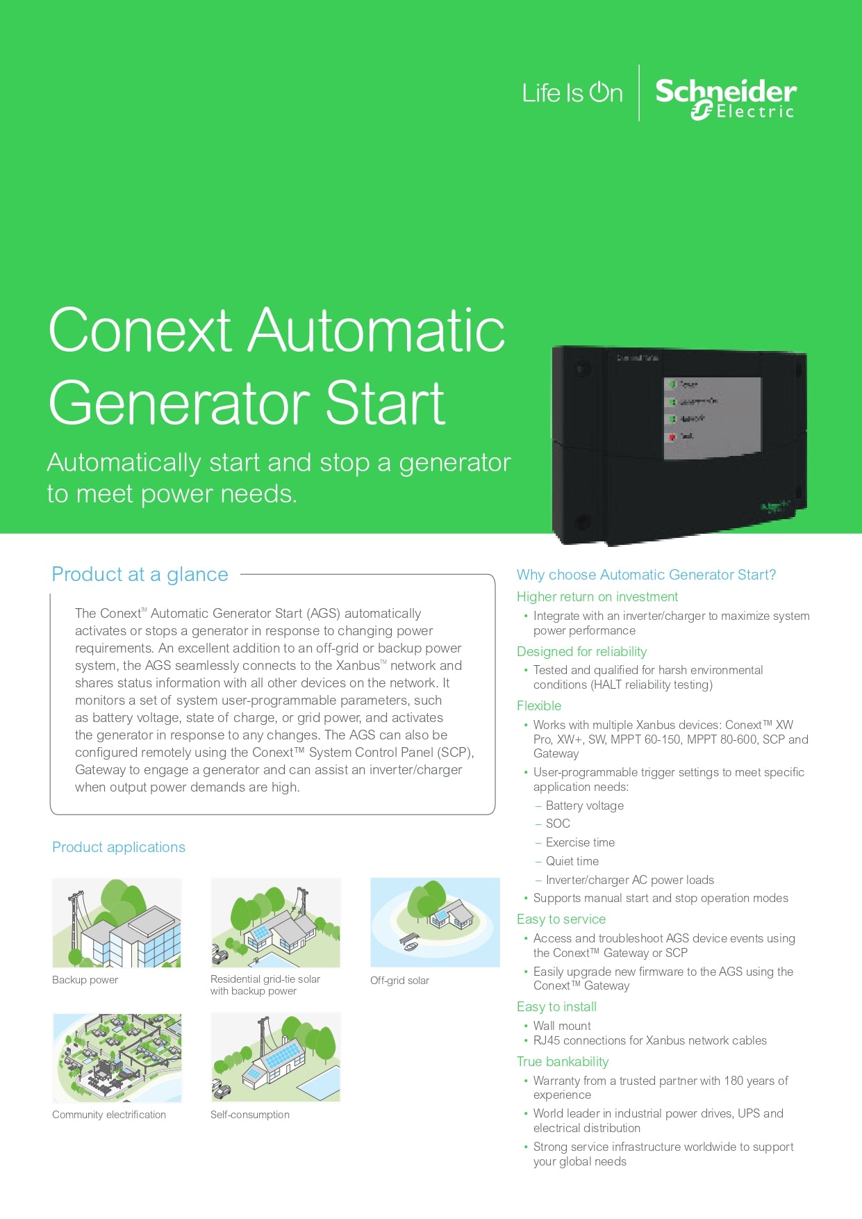Schneider - Conext Automatic Generator Start｜2-4 Weeks Ship Time