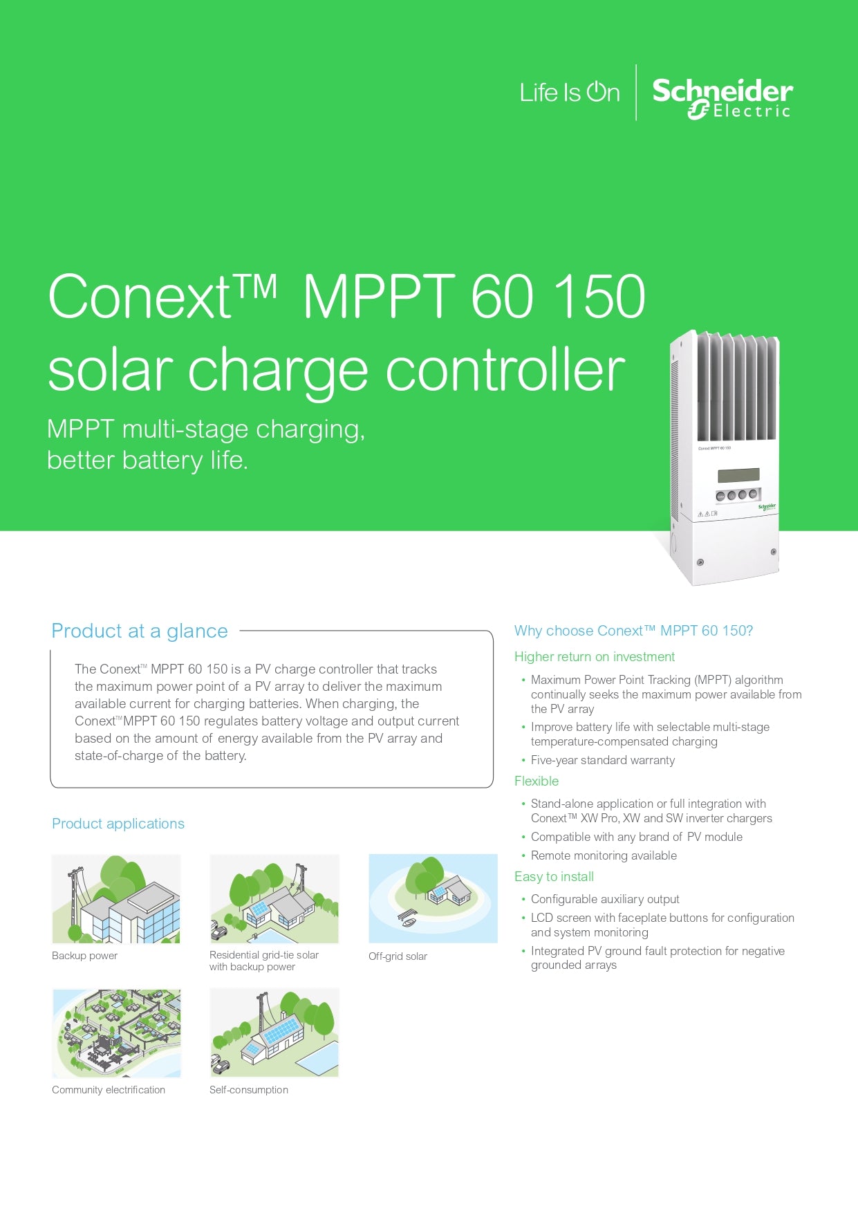 Schneider Conext MPPT 60 150 PV Solar Charge Controller | 2-4 Weeks Ship Time