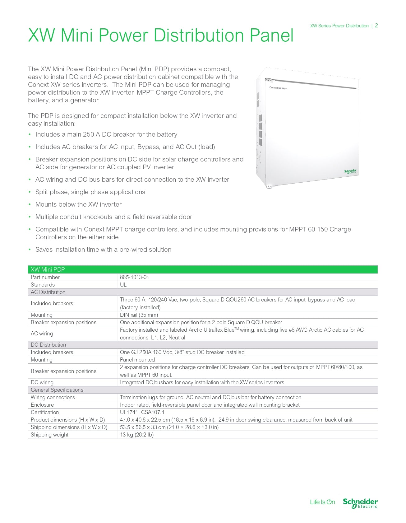 Schneider | Conext XW+ Mini Power Distribution Panel｜2-4 Weeks Ship Time