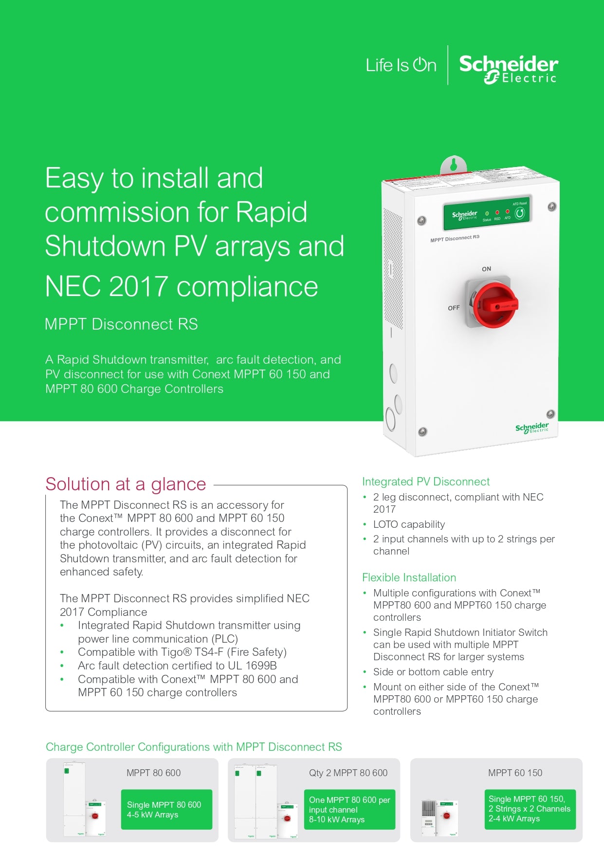 Schneider | Conext MPPT Disconnect｜2-4 Weeks Ship Time