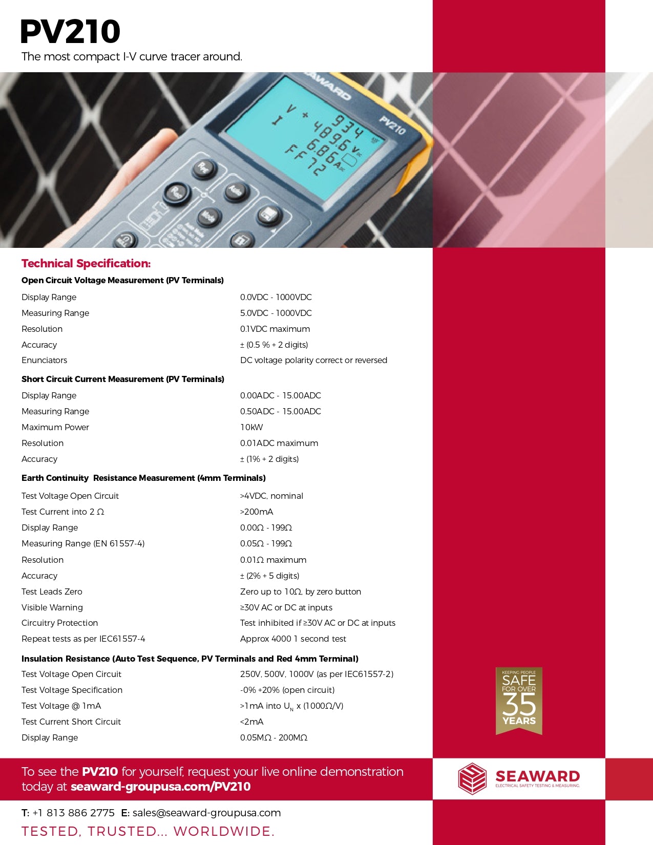 Seaward | PV210 Commissioning Kit｜2-4 Weeks Ship Time
