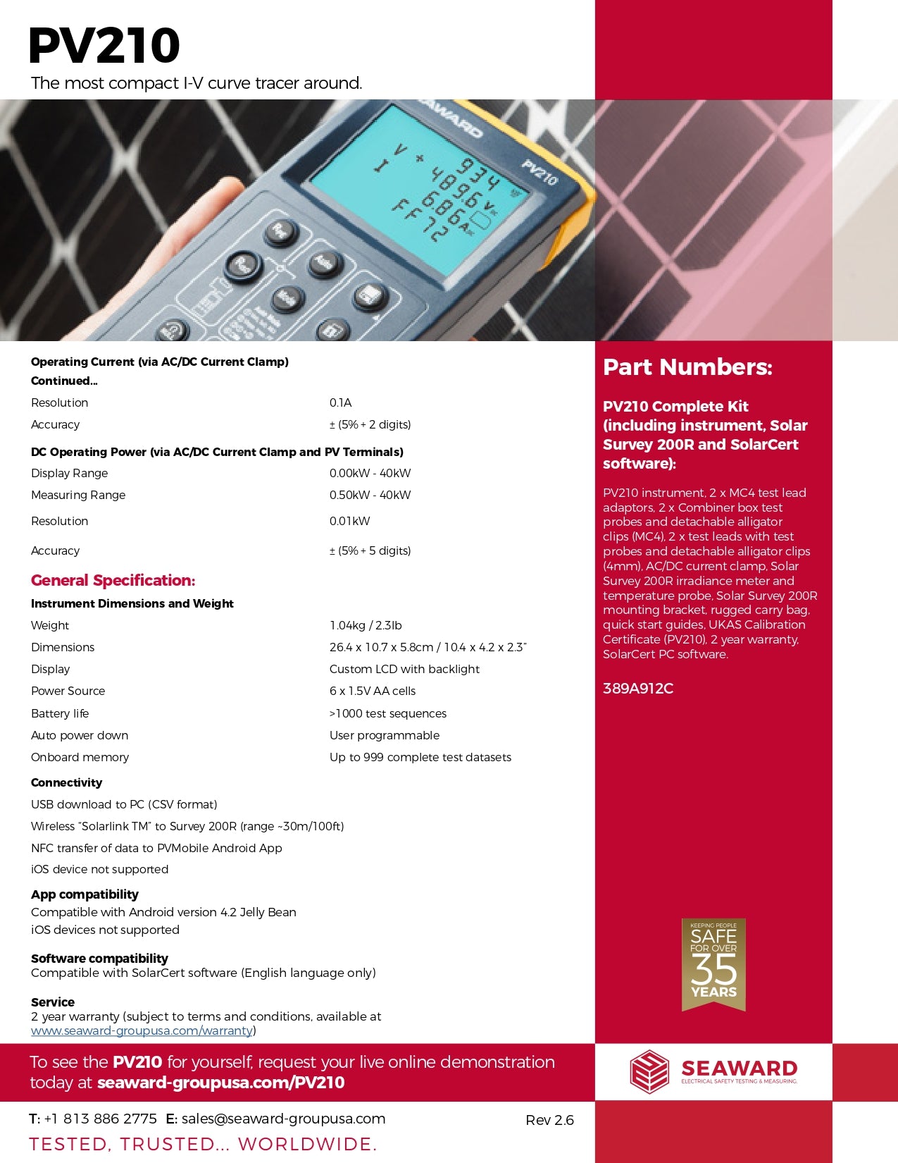 Seaward | PV210 Commissioning Kit｜2-4 Weeks Ship Time