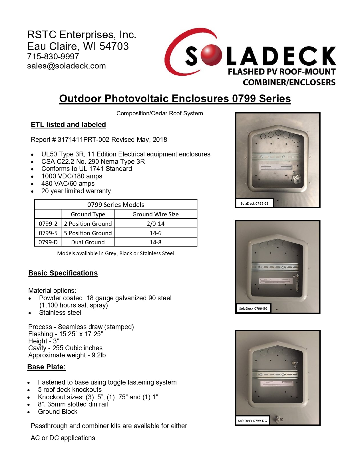 SolaDeck | Flashed Enclosure - 5pos, 0799-5b｜2-4 Weeks Ship Time