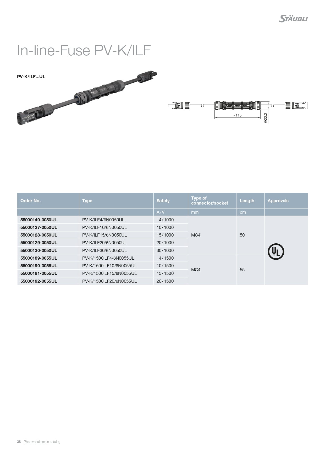 Multi Contact | 1000V in-line fuse 4/10/15/20A｜2-4 Weeks Ship Time