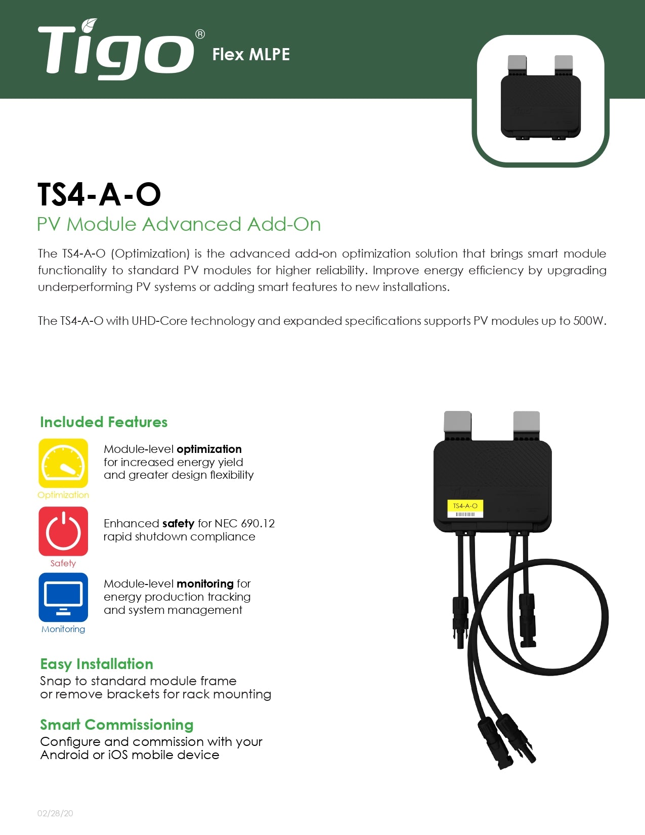 Tigo - TS4-A-O - Optimizer Module｜2-4 Weeks Ship Time