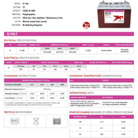 Trojan Battery - 31-GEL｜12V｜102Ah (C20)｜1000 Cycles｜2-4 Weeks Ship Time