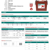 Trojan Battery - SAGM12-205｜12V｜205Ah (C20)｜1700 Cycles｜2-4 Weeks Ship Time