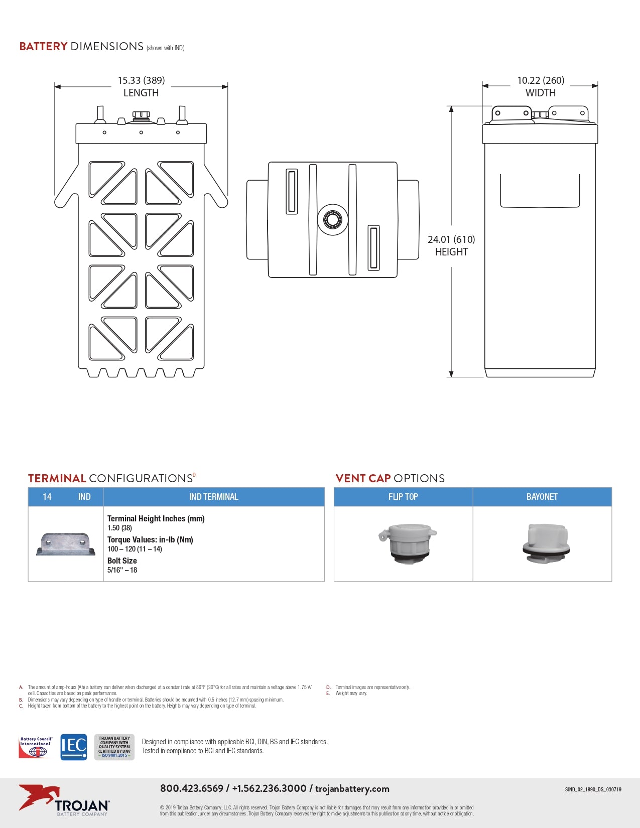 Trojan Battery | SIND02-1990｜2V｜1547Ah (C20)｜3600 Cycles | Currently On Backorder