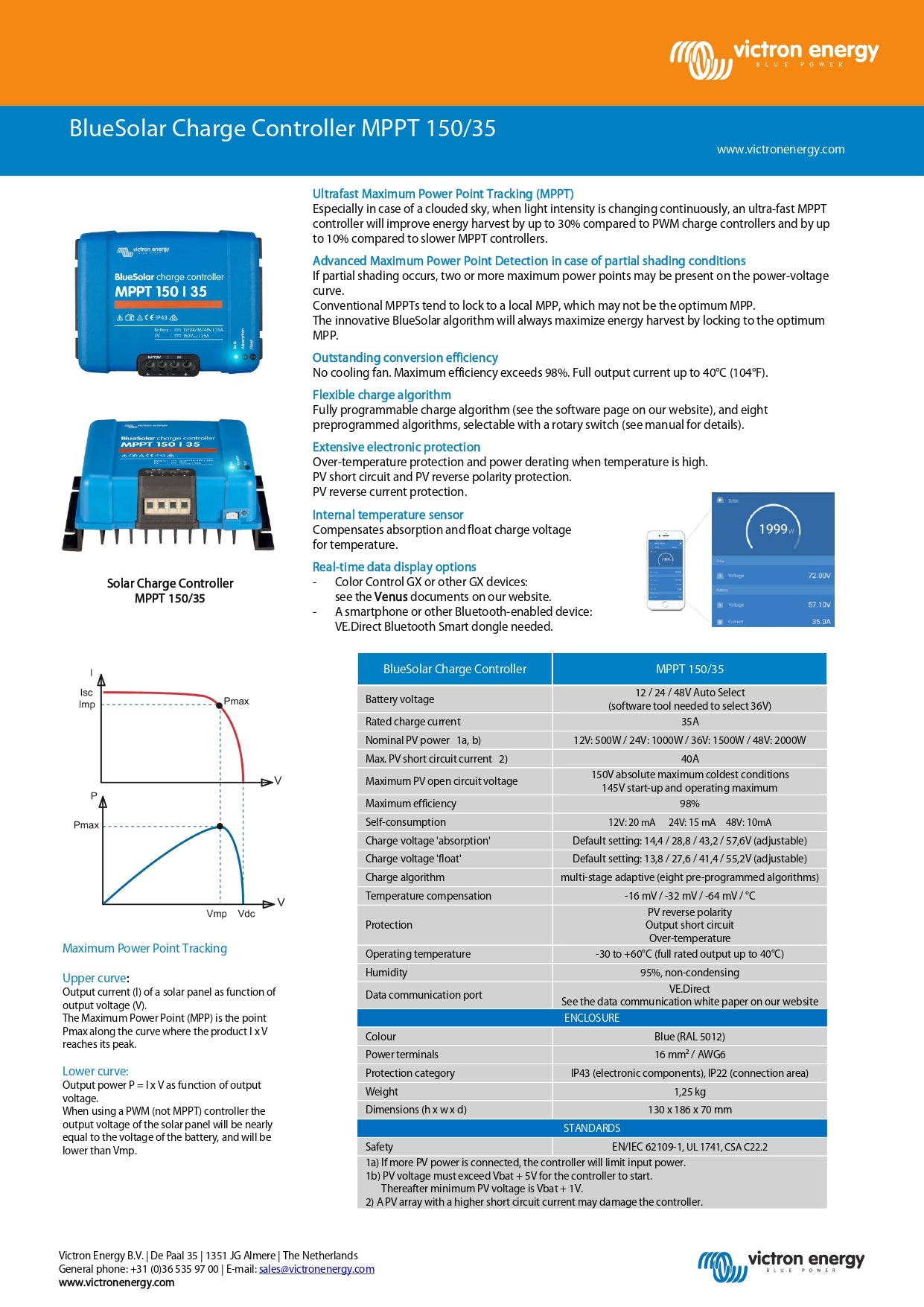 Victron Energy | BlueSolar MPPT 150/35｜2-4 Weeks Ship Time