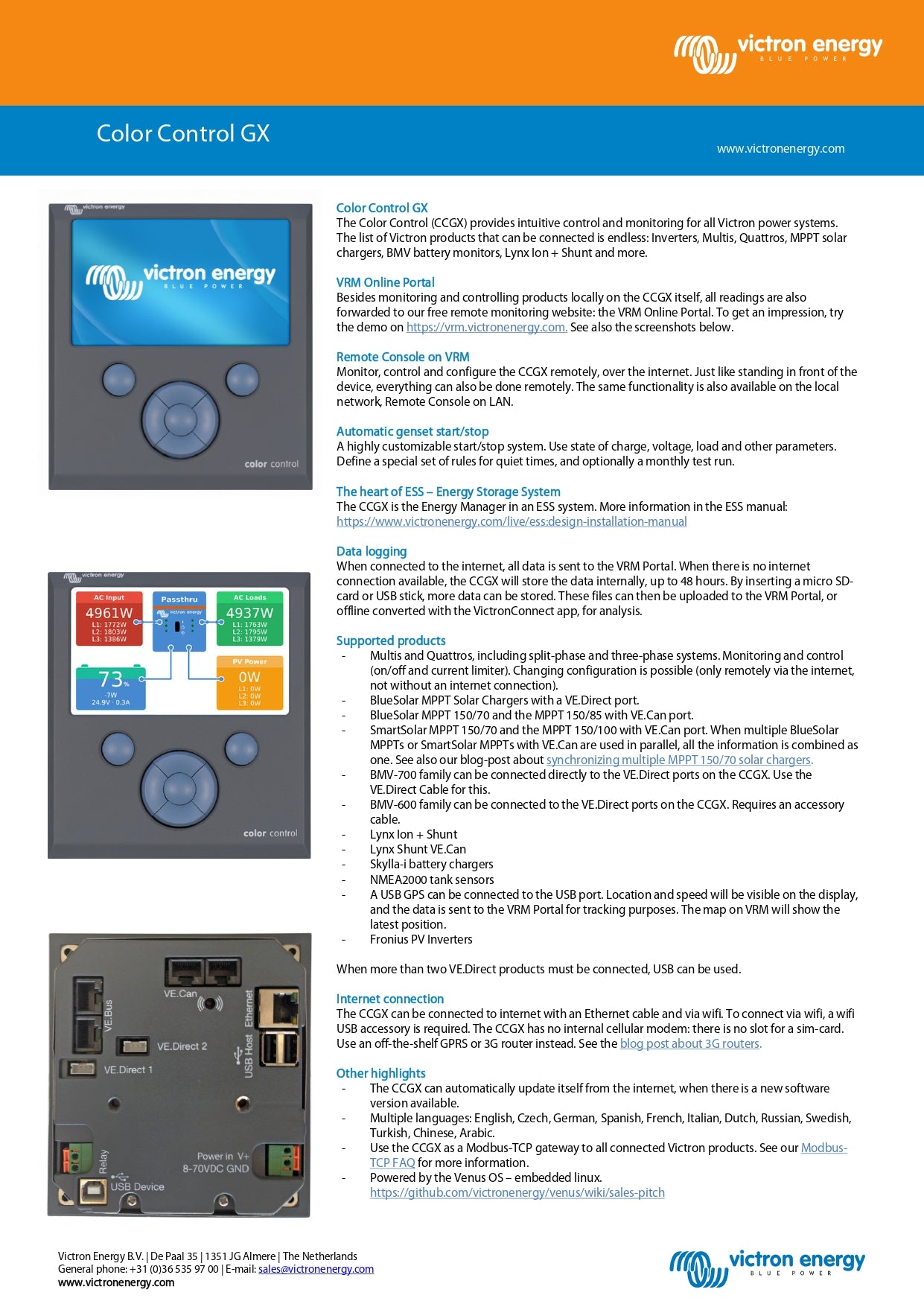 Victron Energy | Color Control GX System Display｜2-4 Weeks Ship Time