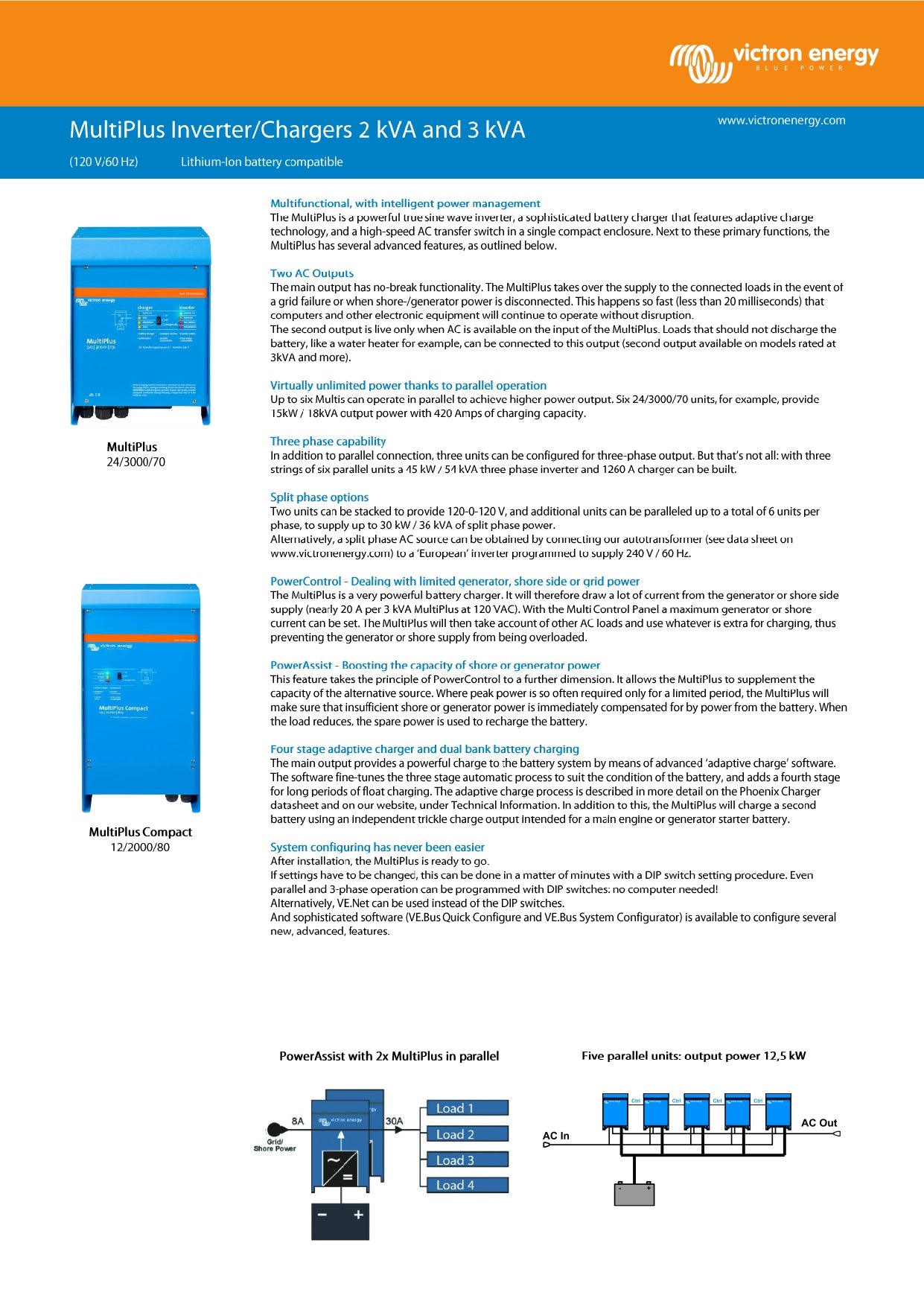 Victron Energy - MultiPlus 12/3000/120-50｜2-4 Weeks Ship Time