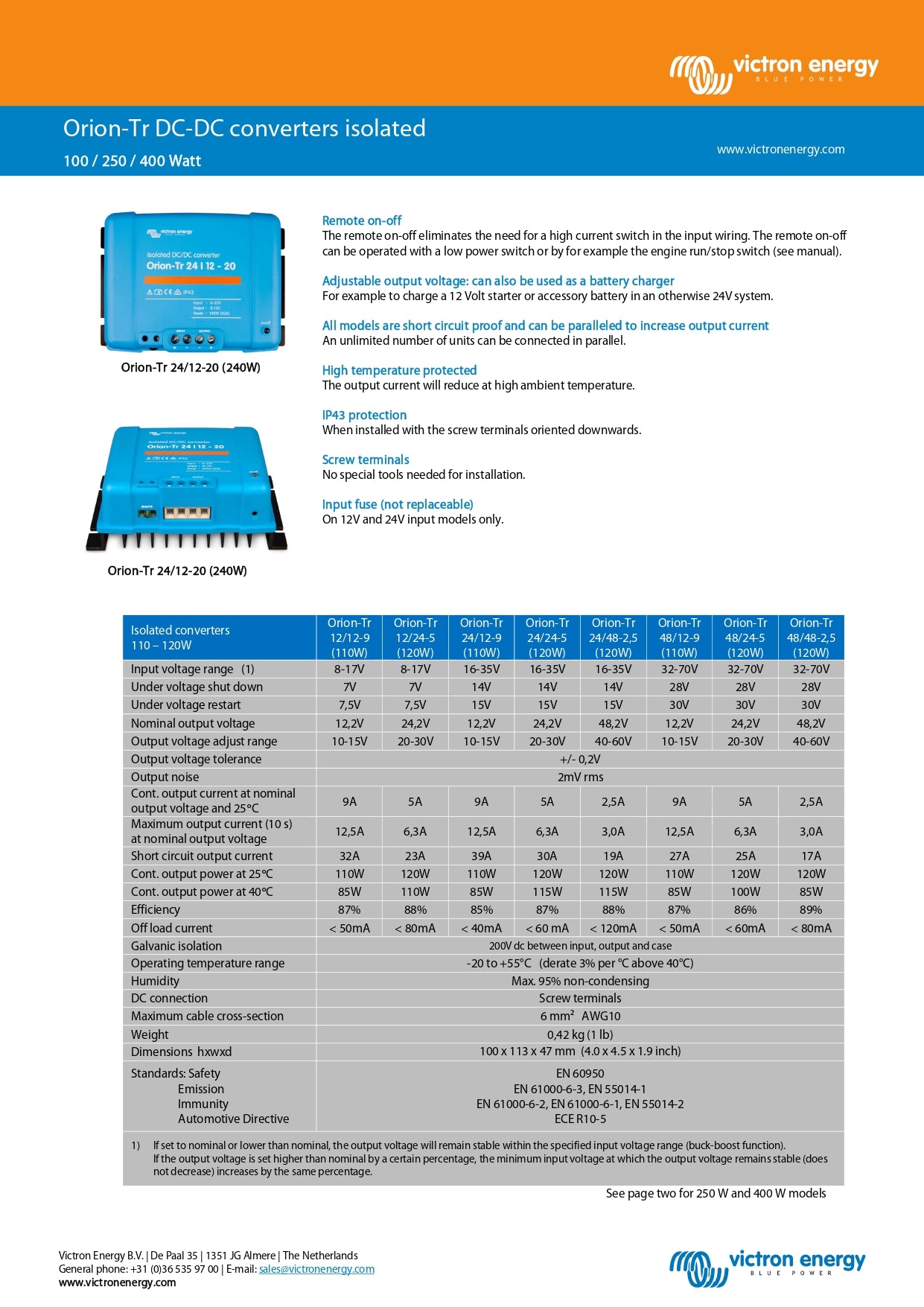 Victron Energy | Orion-Tr 48/48-8A｜2-4 Weeks Ship Time