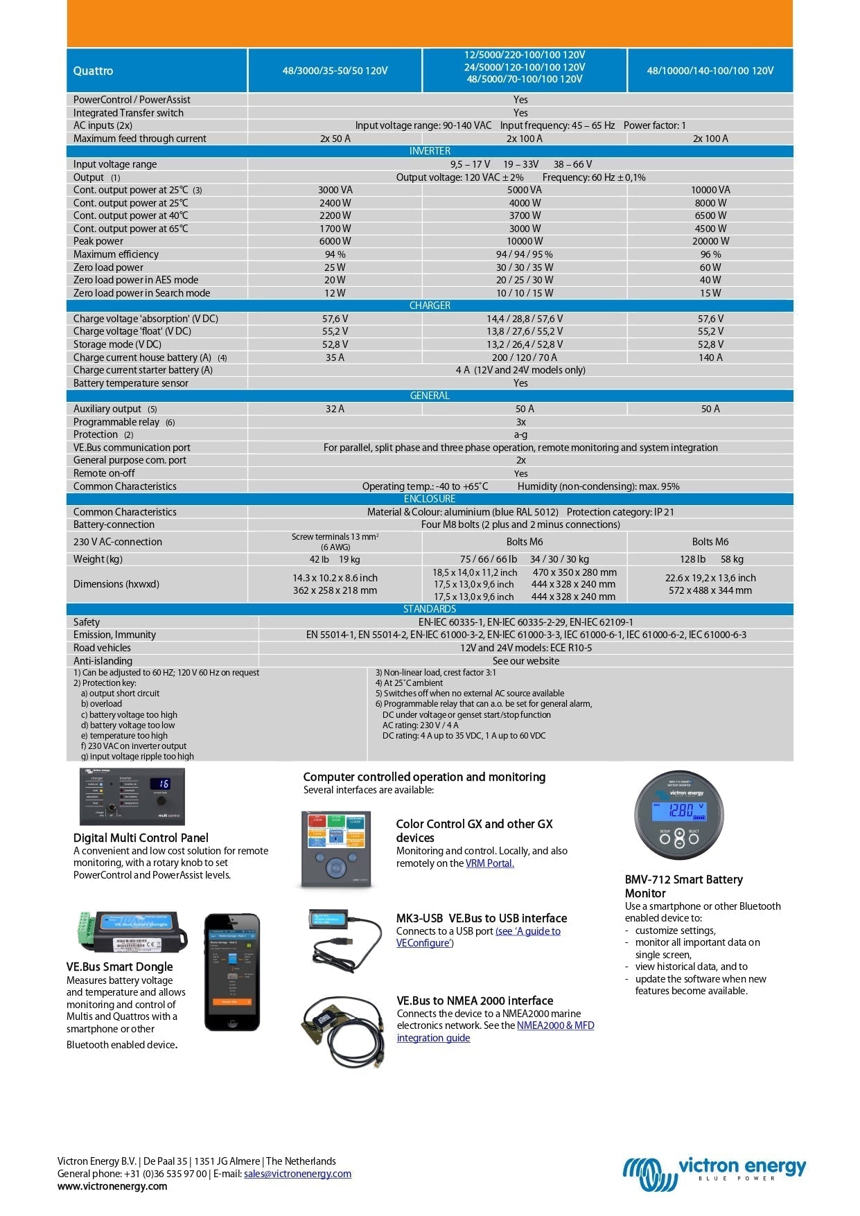 Victron Energy - Quattro 12/5000/200-100｜2-4 Weeks Ship Time