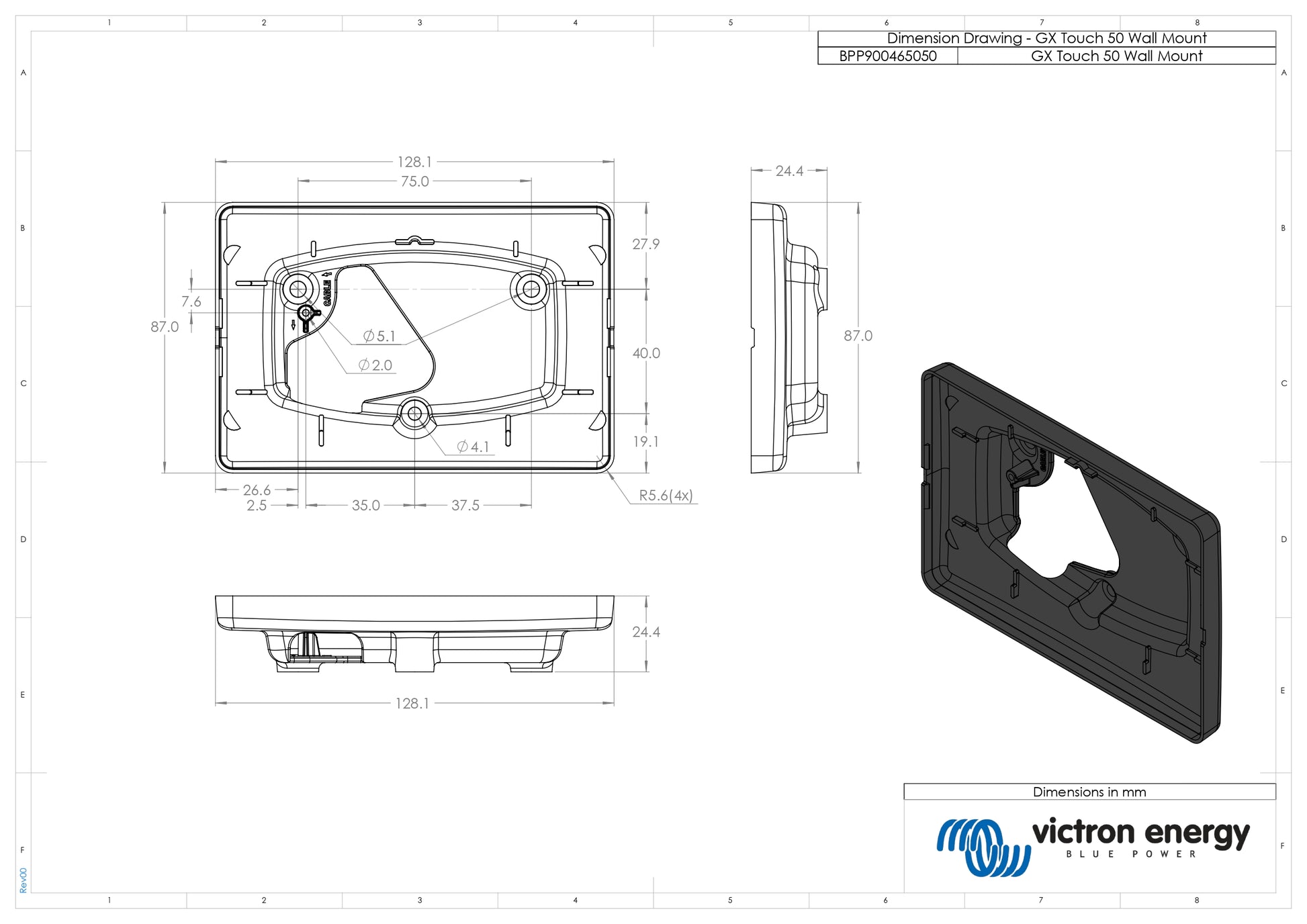 Victron Energy | GX Touch 50 - Wall Mount Bracket｜2-4 Weeks Ship Time