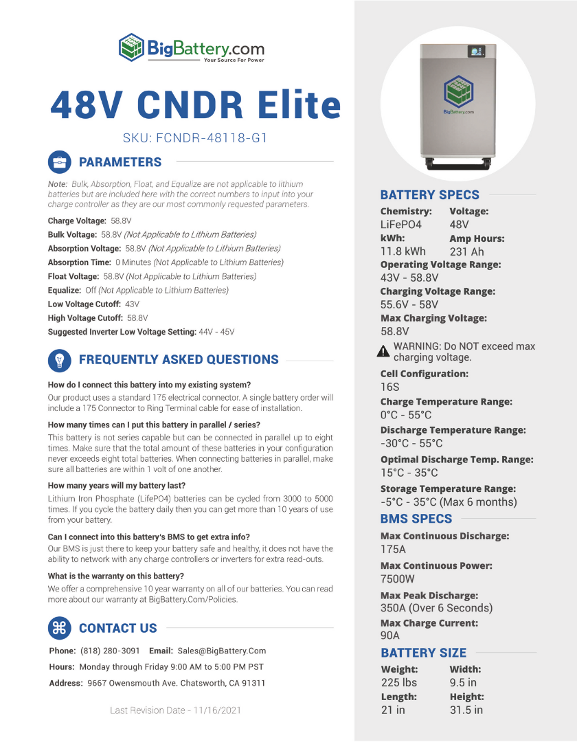 48V Off Grid Home CNDR System Elite - Growatt 6K + 11.8kWh CNDR Elite Battery | 231Ah | LIFEPO4 Power Block | Lithium Battery Pack + Inverter + Cables｜Ships in 3-8 Weeks