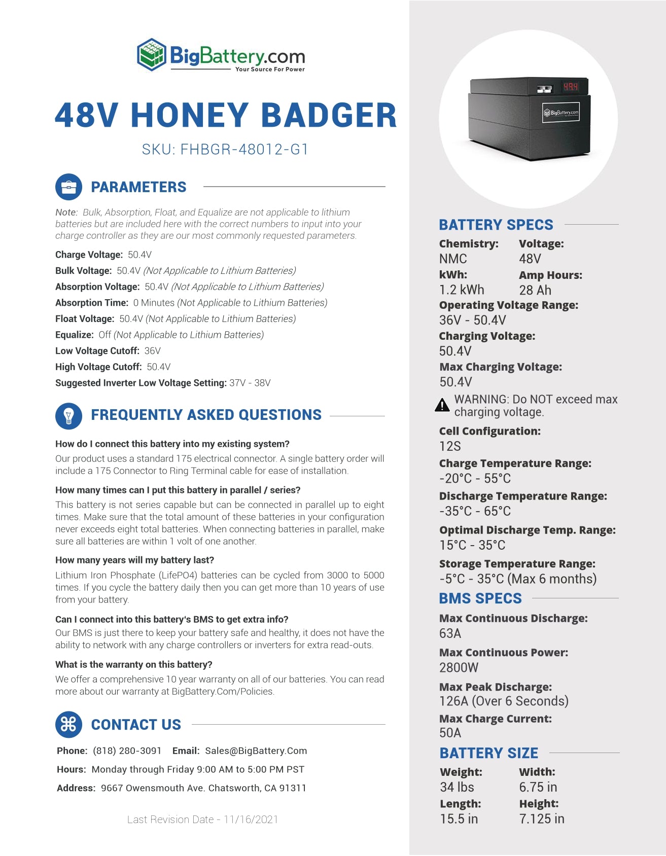 48V HONEY BADGER｜28Ah｜1.2kWh｜NMC Power Block｜Lithium Battery Pack｜3-8 Weeks Ship Time