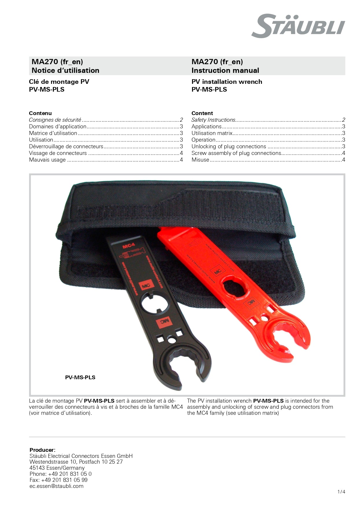 Multi Contact EVO3 MC4 Spanner Tool - Metal｜2-4 Weeks Ship Time