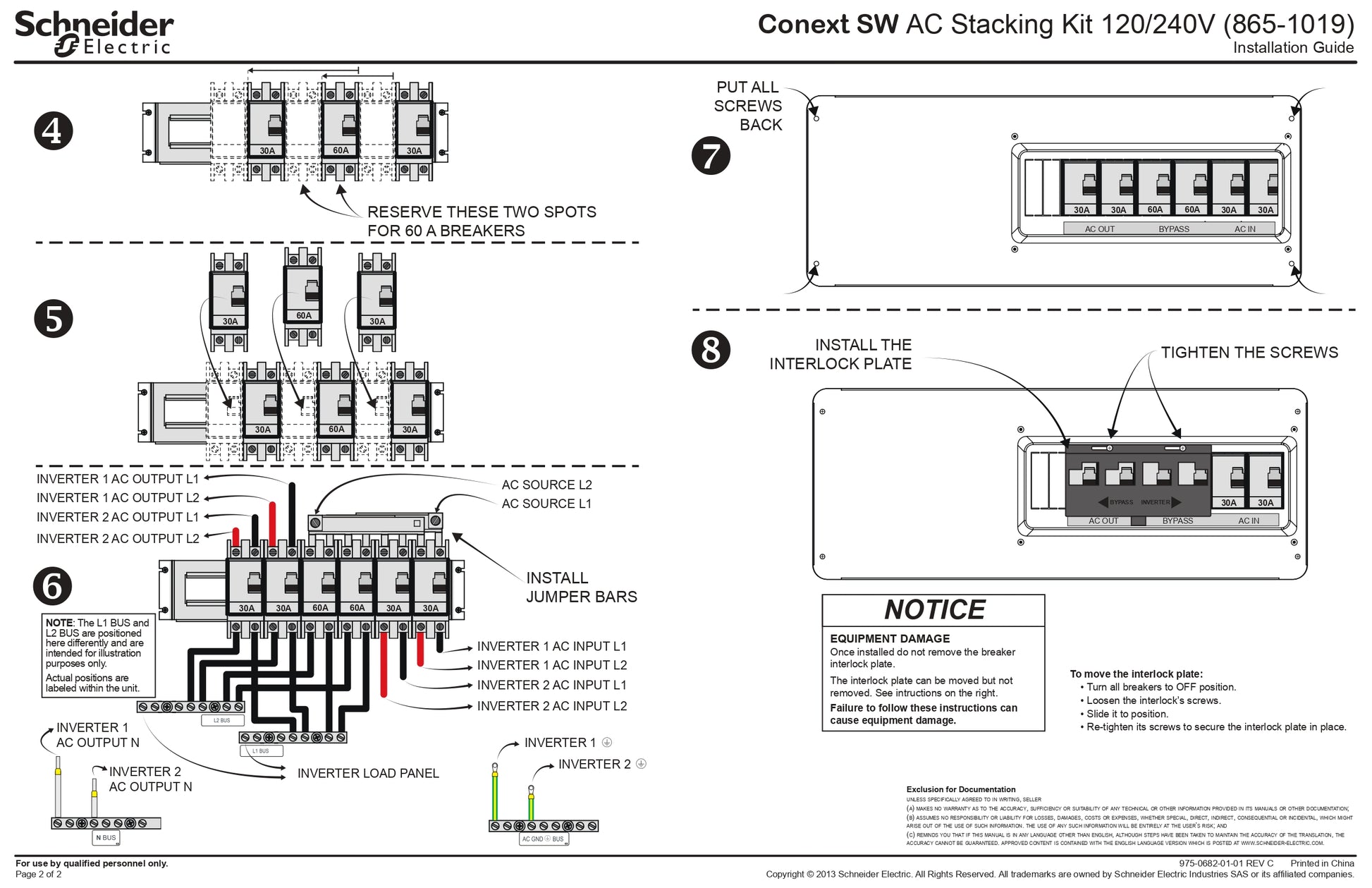 Schneider | Conext AC Stacking Kit for 2 SW | Currently On Backorder