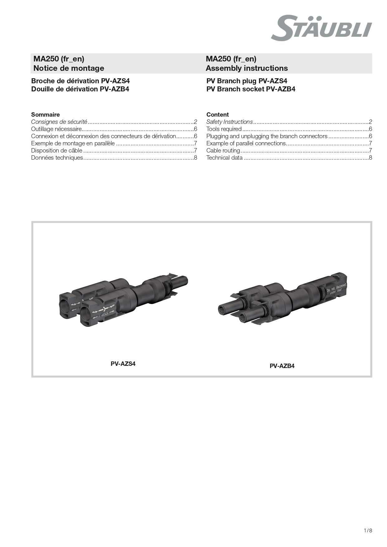 Multi Contact MC4 | PV-AZB4-Y-adaptor｜2-4 Weeks Ship Time