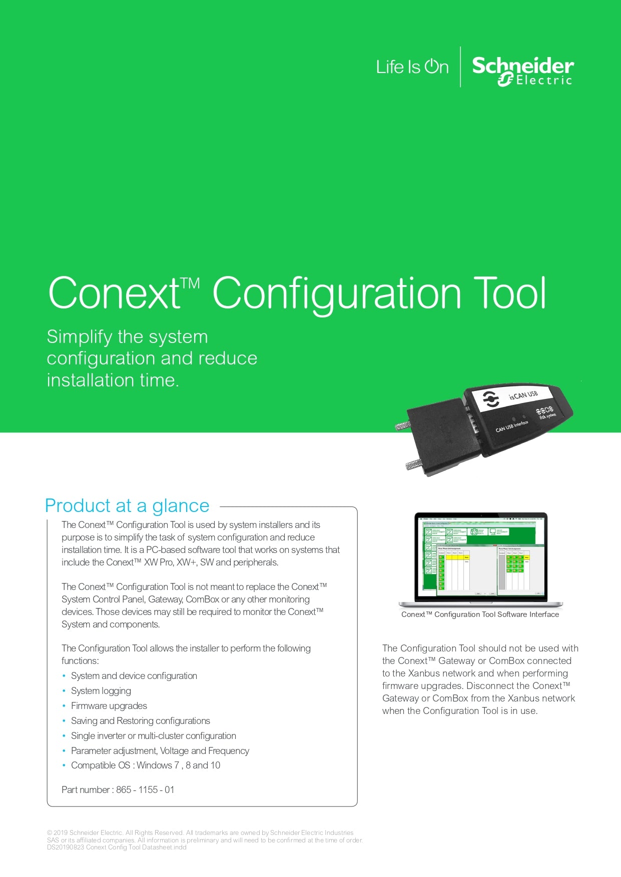 Schneider Electric | Conext Configuration Tool｜2-4 Weeks Ship Time