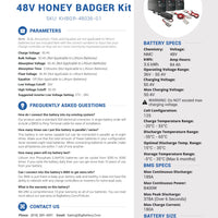 48V HONEY BADGER Kit｜84Ah｜3.6kWh｜NMC Power Block｜3-8 Weeks Ship Time