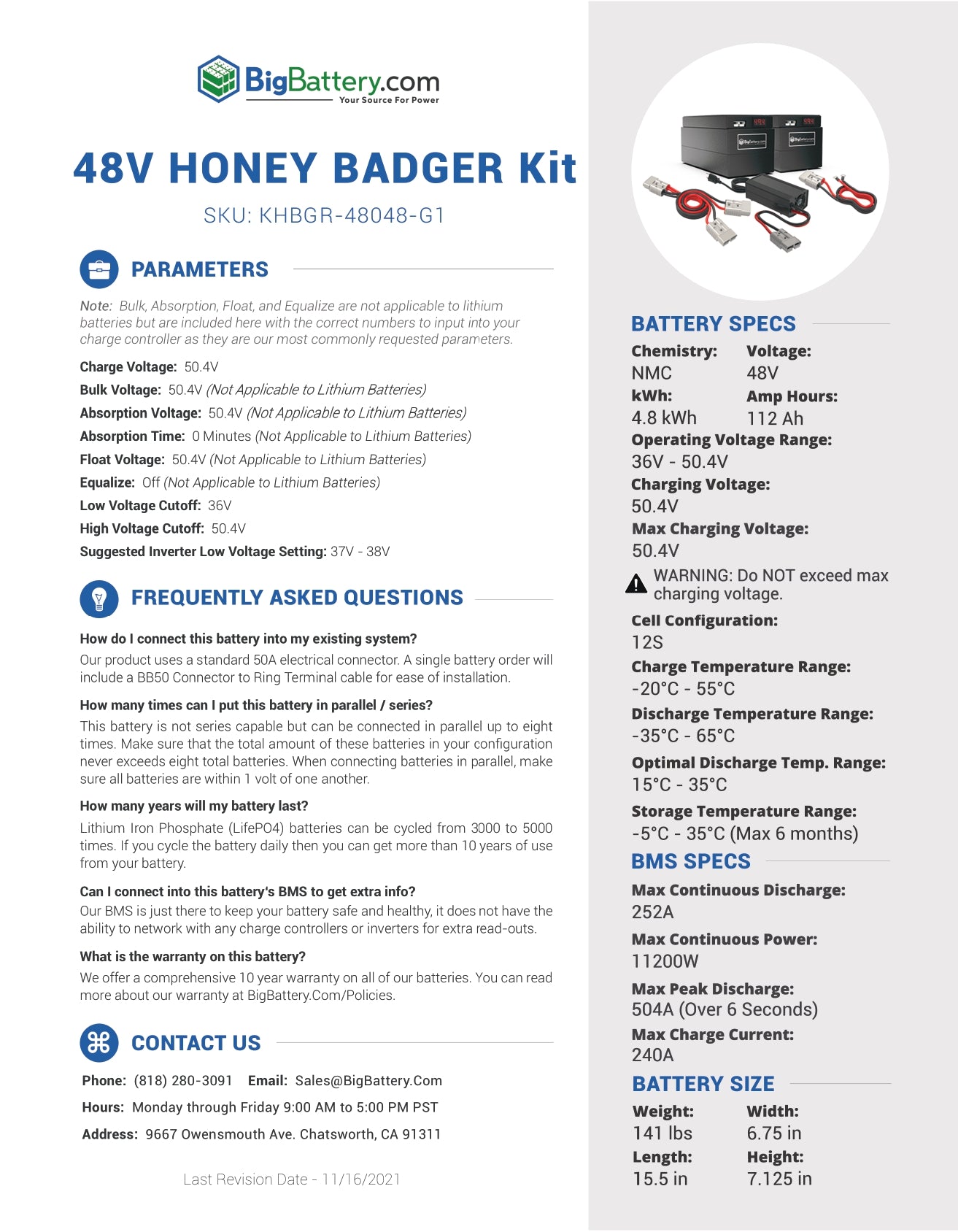 48V HONEY BADGER Kit｜112Ah｜4.8kWh｜NMC Power Block｜3-8 Weeks Ship Time