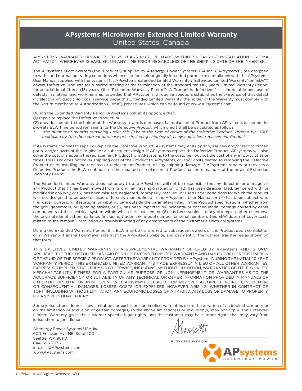 APsystems - QS1 Warranty Extension to 25years