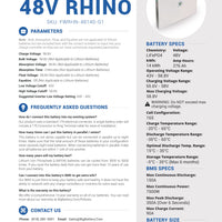 48V White Rhino｜276Ah｜14kWh｜LIFEPO4 Power Block｜Lithium Battery Pack｜3-8 Weeks Ship Time｜Big Battery Canada