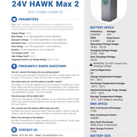 24V HAWK MAX｜202AH｜5.2KWH | LIFEPO4 Power Block | Lithium Battery Pack｜On Backorder